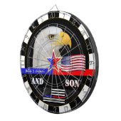 警察vs消防士&薄赤/ブルーライン、米国国旗 ダーツボード (正面右)