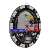 警察vs消防士&薄赤/ブルーライン、米国国旗 ダーツボード (正面左)