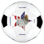 警戒のハゲ・イーグル、アメリカ国旗、スター サッカーボール (回転)