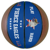 警戒のハゲ・イーグル、アメリカ国旗、スター バスケットボール (縦)