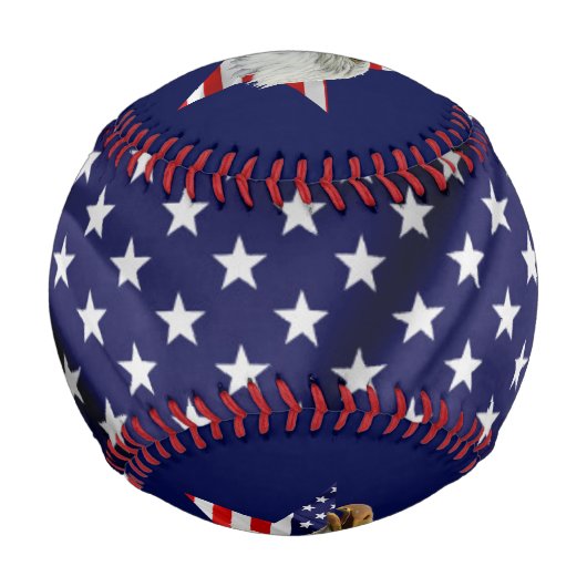 警戒のハゲ・イーグル、アメリカ国旗、スター 野球ボール (裏面)