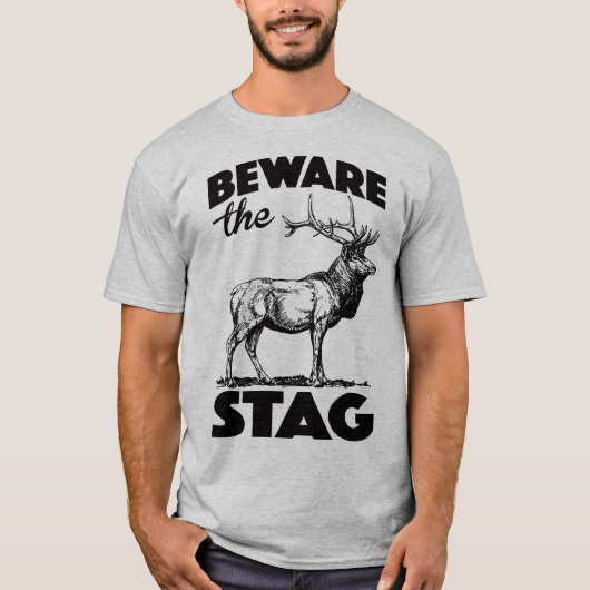 警戒ザスタッグパーティードウィークエンドバチェーおもしろいターT Tシャツ (正面)