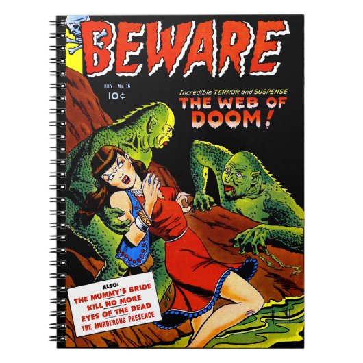 警戒ヴィンテージホラー漫画グリーンスワンプクリーチャー ノートブック (正面)