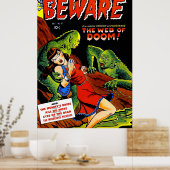 警戒ヴィンテージホラー漫画グリーンスワンプクリーチャー ポスター (キッチン)