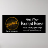 警戒白黒ハロウィーンハ幽霊のよく出るウス ポスター (正面)