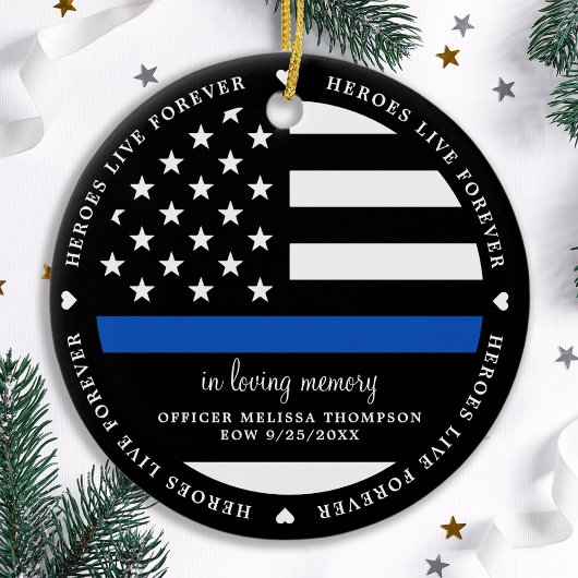 警視庁落ちたの細いブルーライン セラミックオーナメント