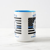 警退職した察の青い細い線 ツートーンマグカップ (中央)