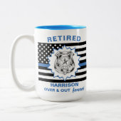 警退職した察の青い細い線 ツートーンマグカップ (左)