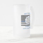 警退職した察の青い細い線 フロストグラスビールジョッキ (正面右)