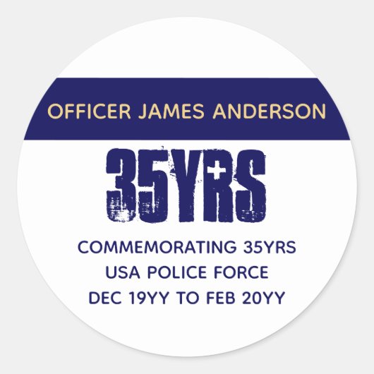警退職した察官の細いブルー線パーソナライズされた ラウンドシール (正面)