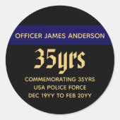 警退職した察官の細いブルー線パーソナライズされた ラウンドシール (正面)