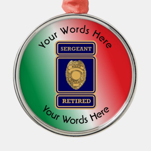 警退職した察軍曹のカスタム盾 メタルオーナメント (正面)