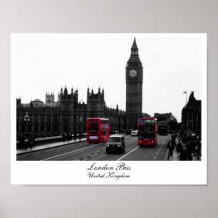 議会のロンドンバス、ビッグベンおよび家 ポスター
