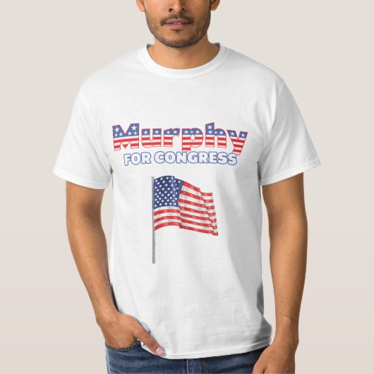 議会の愛国心が強い米国旗のデザインのためのマーフィー Tシャツ (正面)