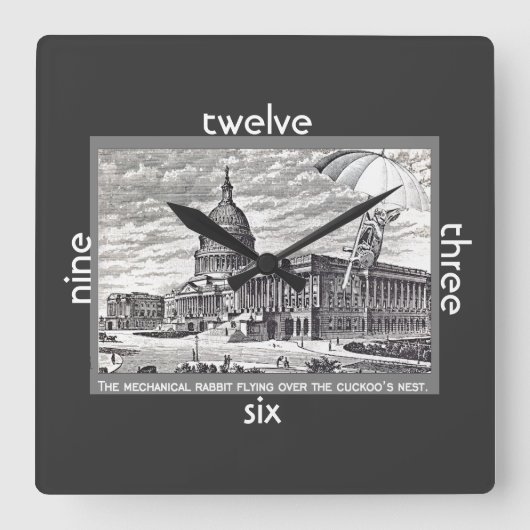 議会はかっこうの機械ウサギです スクエア壁時計 (正面)