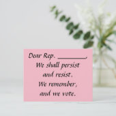 議会は投票を覚えて抵抗し続ける ポストカード (スタンド正面)