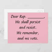 議会は投票を覚えて抵抗し続ける ポストカード (正面/裏面)