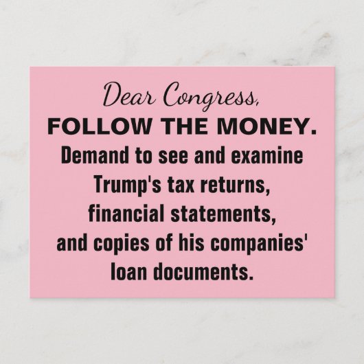 議会後を追金のトランプ税のリターン抵抗 ポストカード (正面)