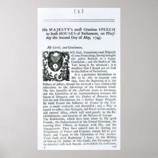 議会王室の両院での演説 ポスター (正面)