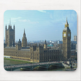 議会-ロンドンのビッグベンそして家 マウスパッド