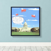 議会、銃の暴力、豚のキャンバ飛んでいるスプリント キャンバスプリント (インサイチュ (ウッドフロア))