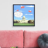 議会、銃の暴力、豚のキャンバ飛んでいるスプリント キャンバスプリント (インサイチュ (リビング))