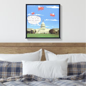 議会、銃の暴力、豚のキャンバ飛んでいるスプリント キャンバスプリント (インサイチュ (寝室))