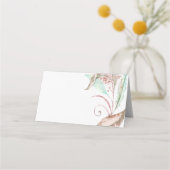 護衛カード | パステルウォーターカラーウィスピーな葉 プレイスカード (裏面)