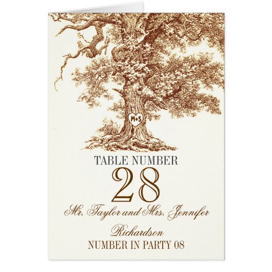 護衛カード – 古いオークの木の座席表 (正面)