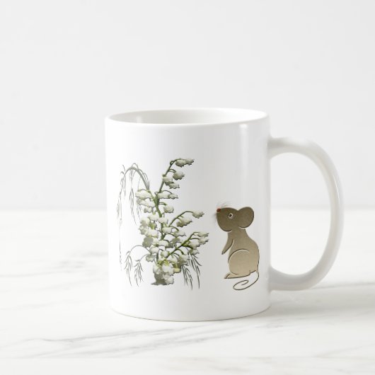 谷およびかわいいマウスの芸術のユリ コーヒーマグカップ (右)
