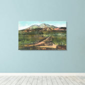 谷とシャスタ山の空中景色 キャンバスプリント (インサイチュ (ウッドフロア))