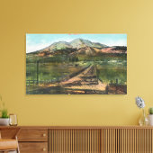 谷とシャスタ山の空中景色 キャンバスプリント (インサイチュ (リビング))