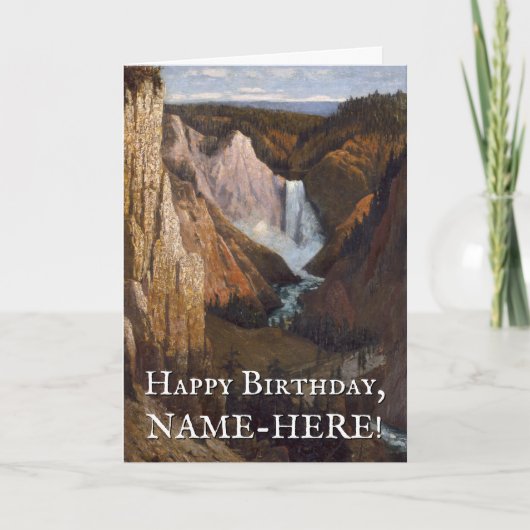 谷と滝のヴィンテージルック誕生日カード カード (正面)