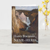 谷と滝のヴィンテージルック誕生日カード カード (黄色い花)