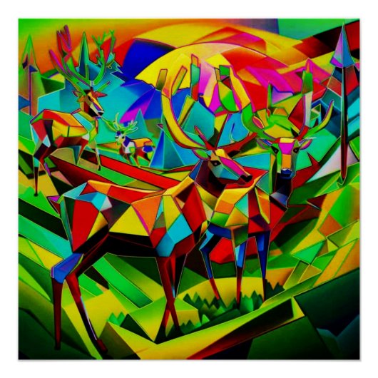 谷にトナカイが集まる ポスター (正面)