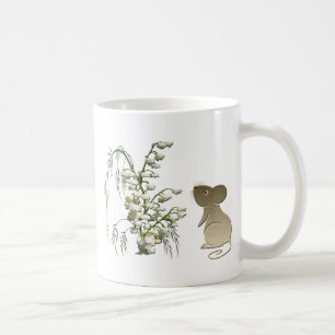 谷のかわいいマウスそしてユリ コーヒーマグカップ