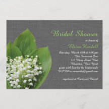 谷のブライダルシャワーの灰色のバーラップのユリ