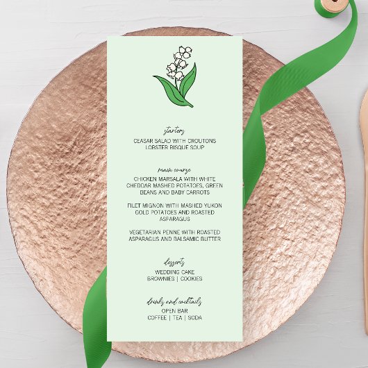 谷のミニマル結婚スリリー メニュー