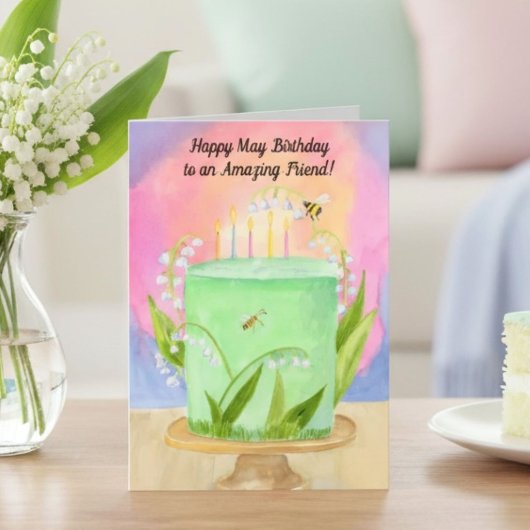 谷のユリの友達の5月誕生日 カード