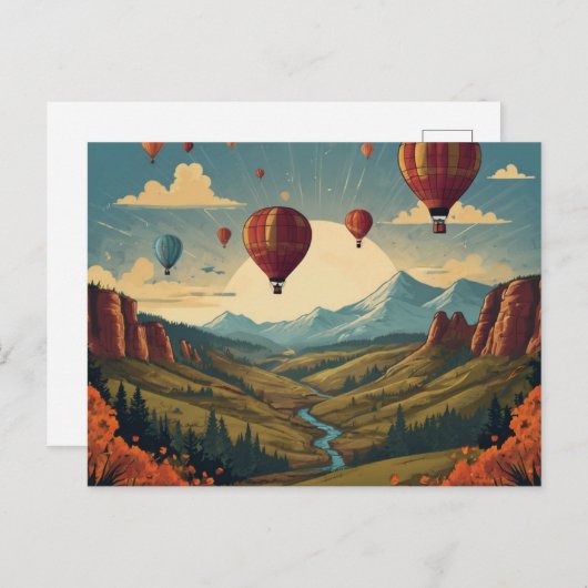 谷の上の熱気球 ポストカード (正面/裏面)