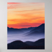 谷の夕焼けと霧 ポスター (正面)