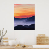 谷の夕焼けと霧 ポスター (キッチン)