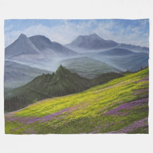 「谷の平和」 フリースブランケット (正面(横))