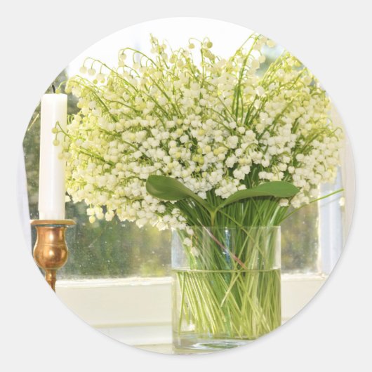 谷の春の花の花束 ラウンドシール (正面)