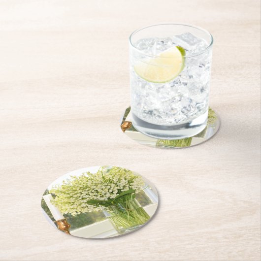 谷の春の花の花束 ラウンドペーパーコースター (インサイチュ)