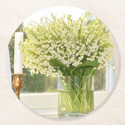 谷の春の花の花束 ラウンドペーパーコースター (正面)