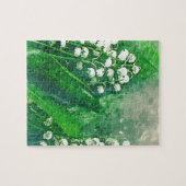 谷の水彩画の植物のユリ ジグソーパズル (横)