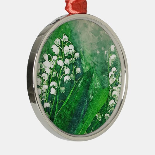 谷の水彩画の植物のユリ メタルオーナメント (右)