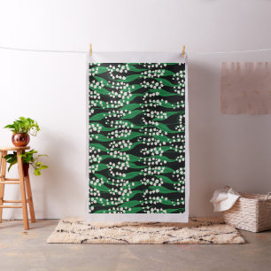 谷の白いユリとパタ離れーン ファブリック