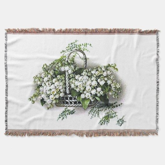 谷の花のバスケットのアフガニスタン人のヴィンテージユリ スローブランケット (正面)